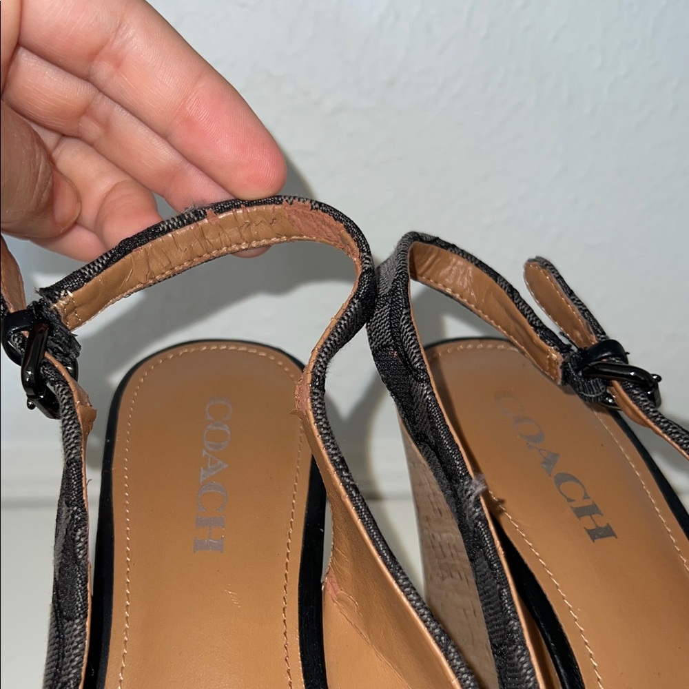 Coach Black and Tan Wedge Sandals - Picture 4 of 4